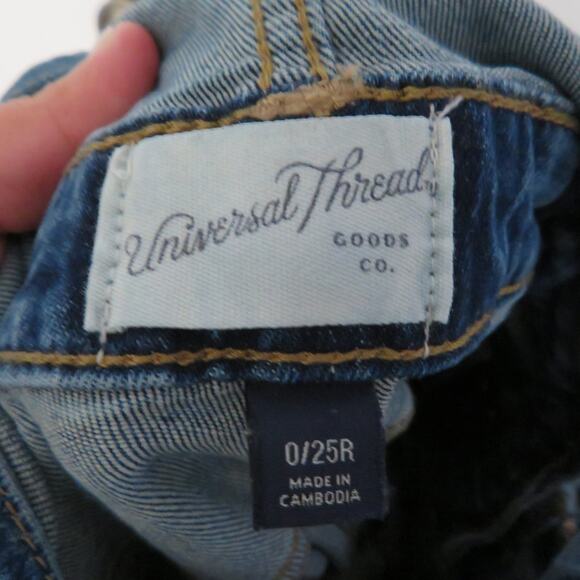 Universal Thread Womens Sz 25R Blue Denim Overalls Front Pockets Cross Back - Picture 6 of 6